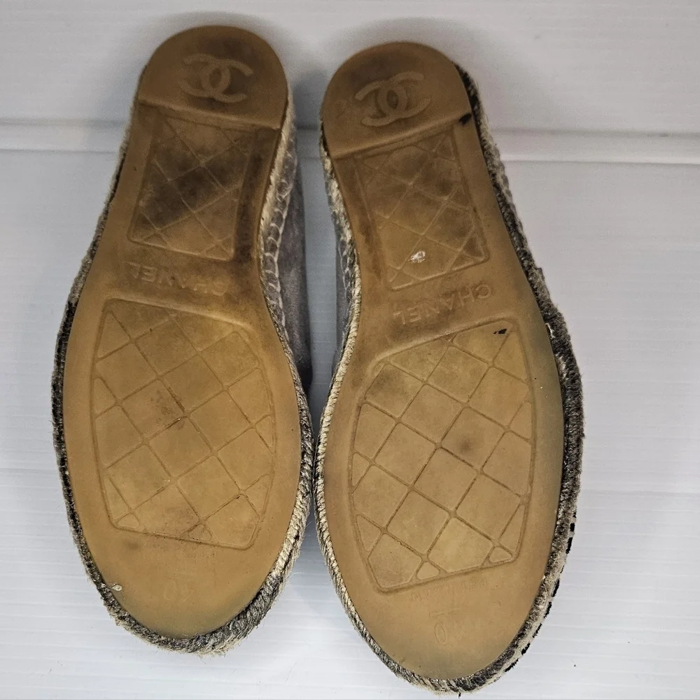 CHANEL Black and Gray Espadrilles Size  40